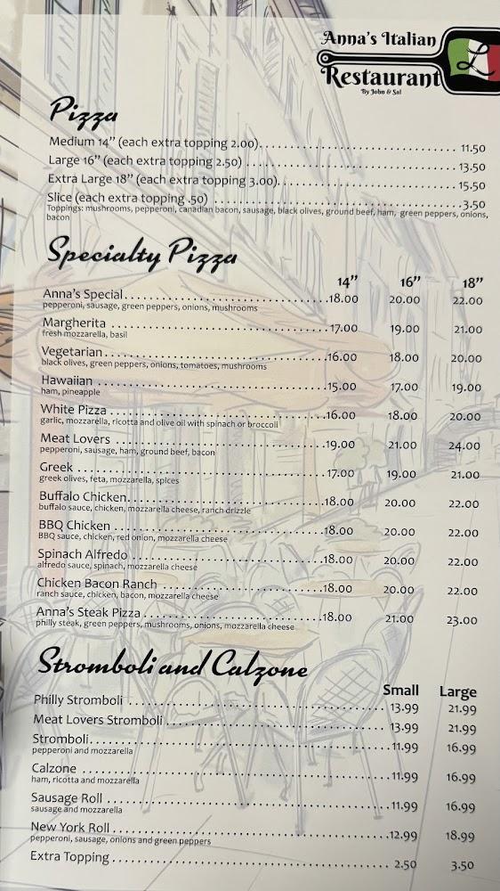 Anna's Italian Restaurant by The Leonardi Bros Menu image 1