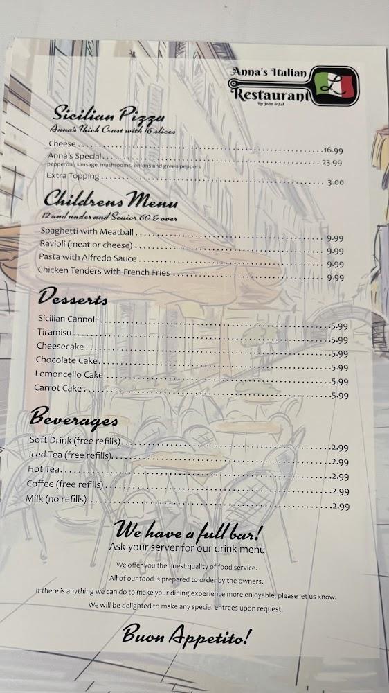 Anna's Italian Restaurant by The Leonardi Bros Menu image 3
